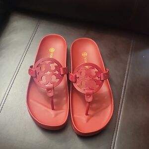 Tory Burch Red Sandals Minimalist Thong Design